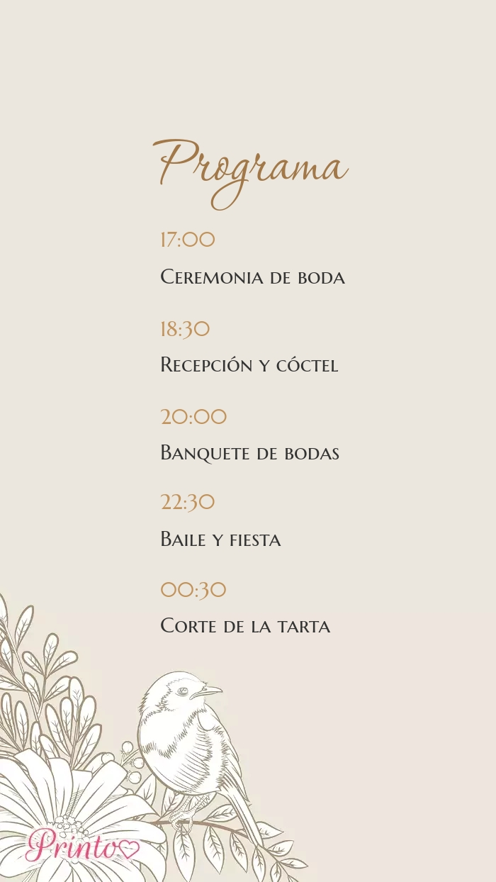 Programa de la boda - Boceto 1