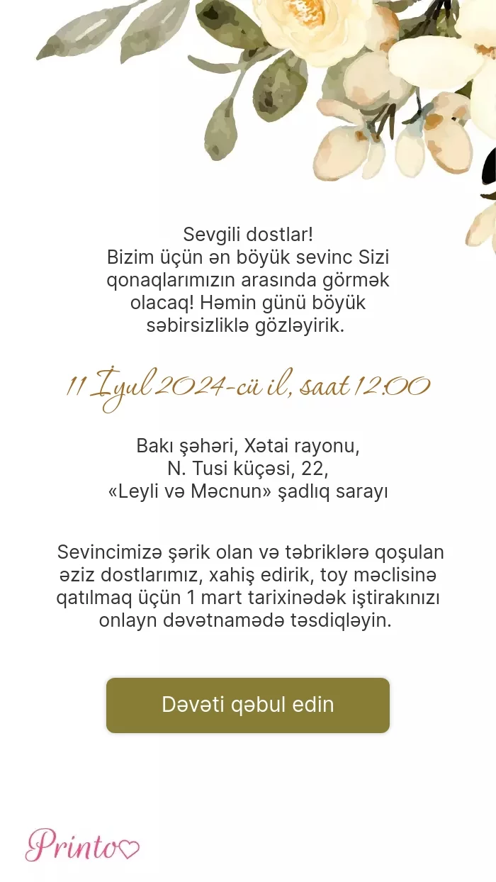 İştirak təsdiqi - Şablon 1