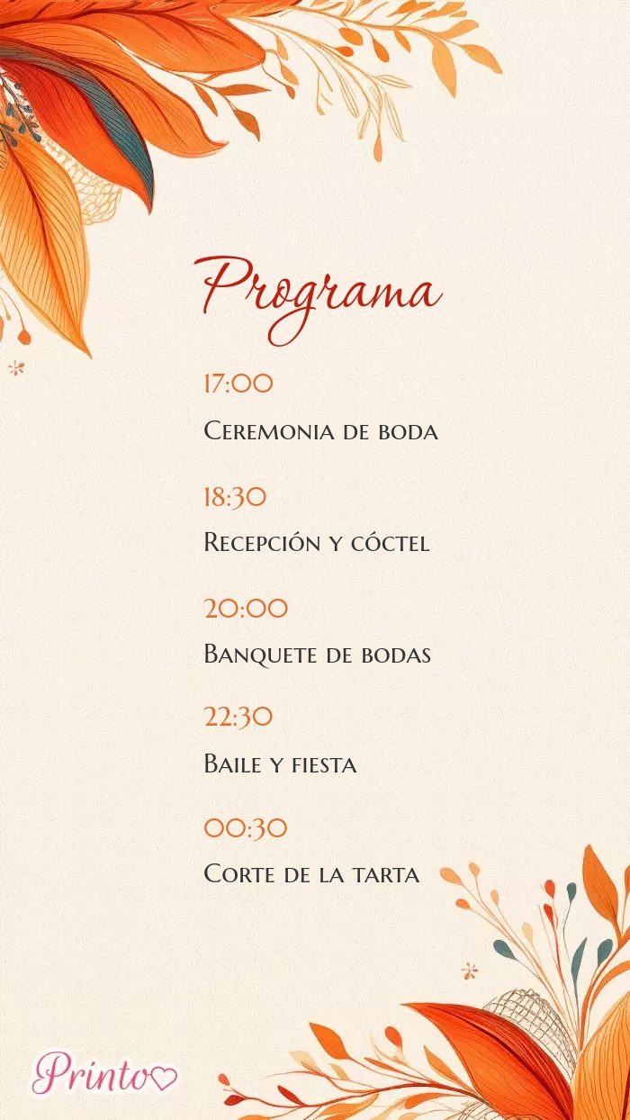 Programa de la boda - Boceto 1