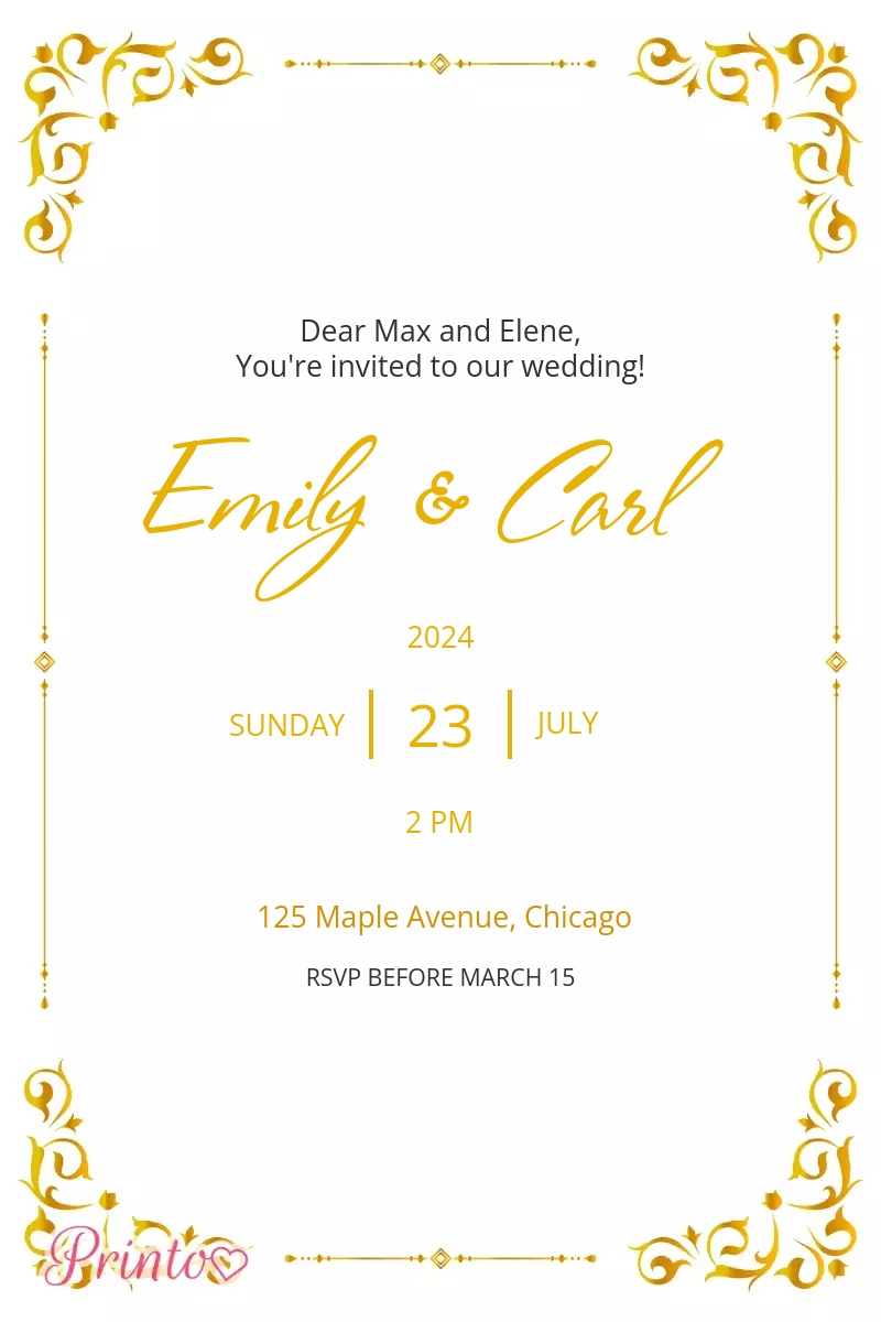 Wedding invitation template "Golden patterns"