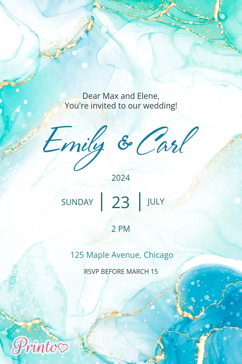 Wedding invitation template "Waves of joy"
