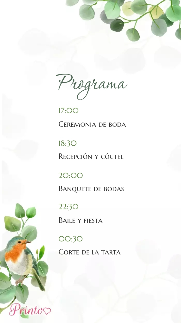 Programa de la boda - Boceto 1