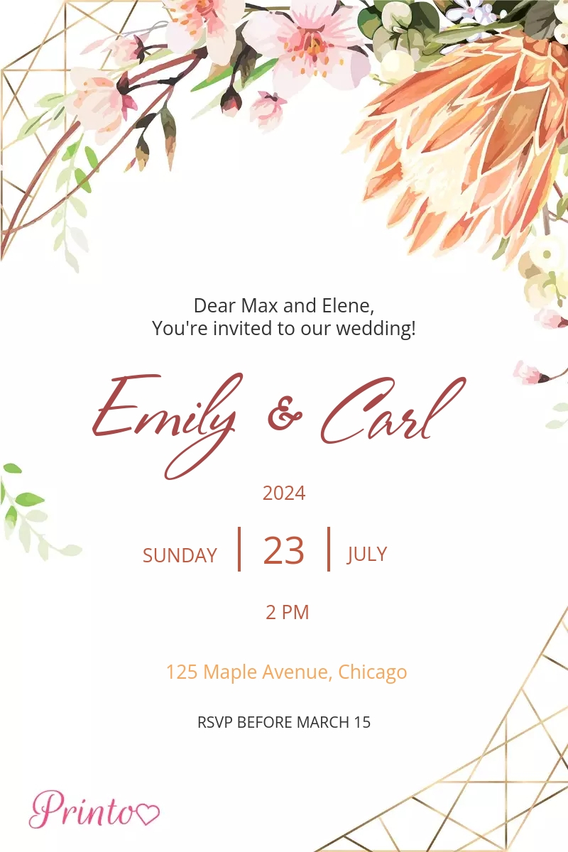 Wedding invitation template "Bright summer"