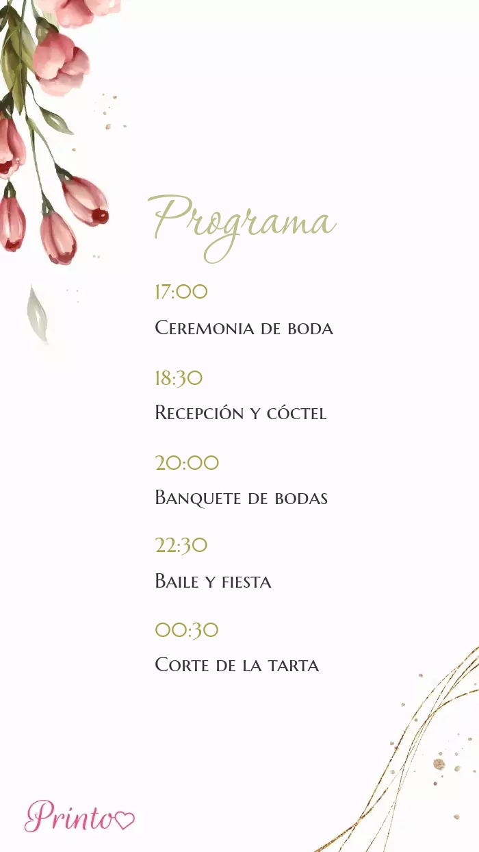 Programa de la boda - Boceto 1