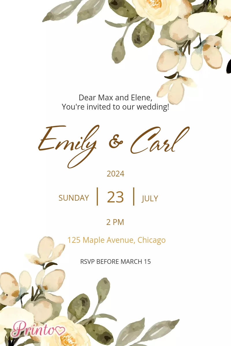 Wedding invitation template "Spring Symphony"
