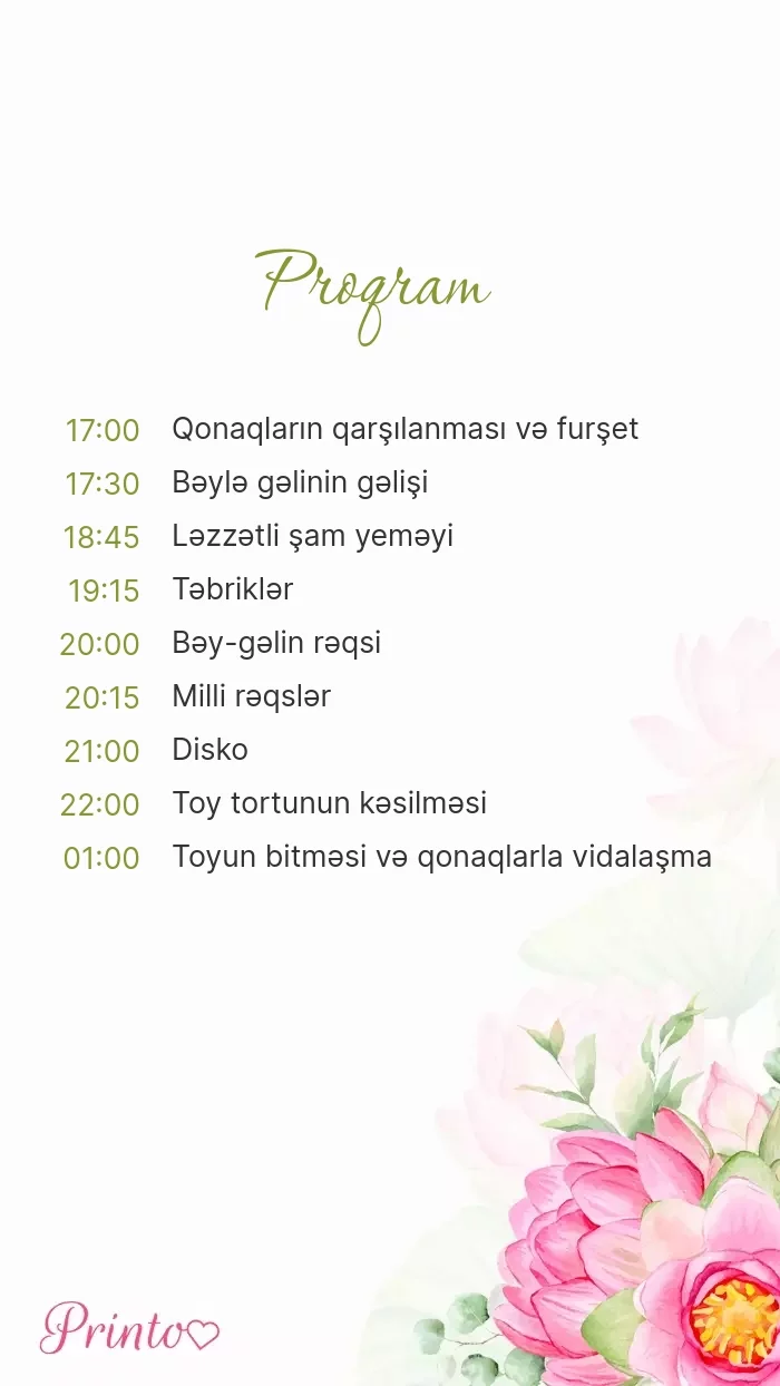 Toy proqramı - Şablon 1