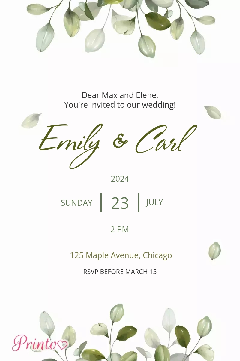 Wedding invitation template "Olive morning"