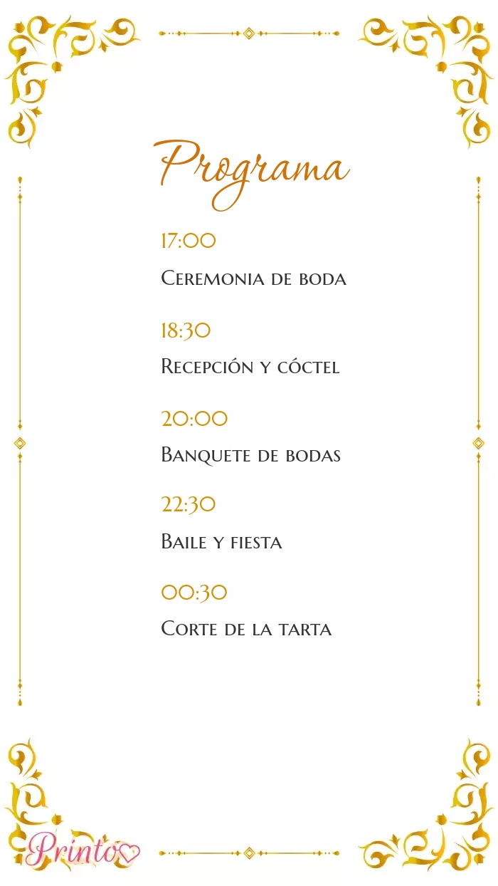 Programa de la boda - Boceto 1