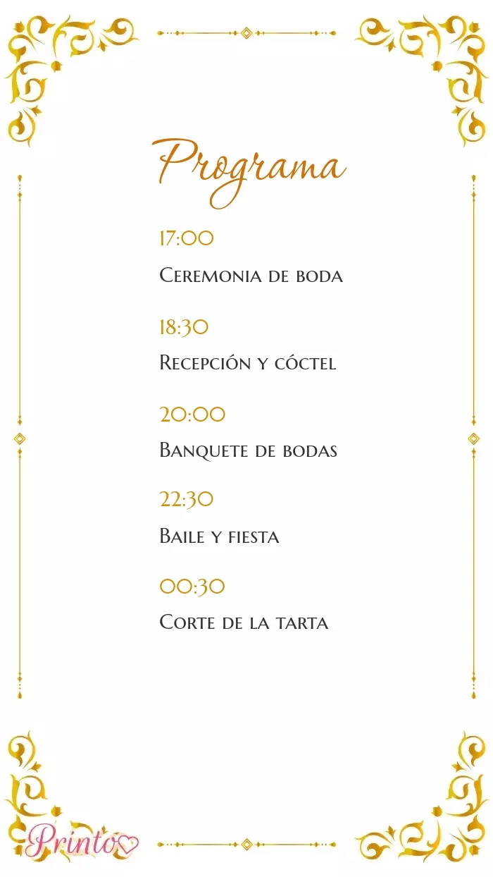 Programa de la boda - Boceto 1