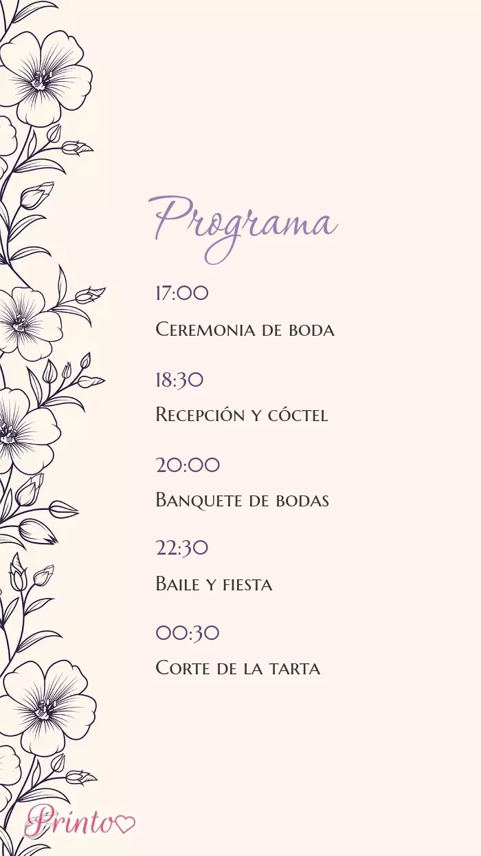 Programa de la boda - Boceto 1