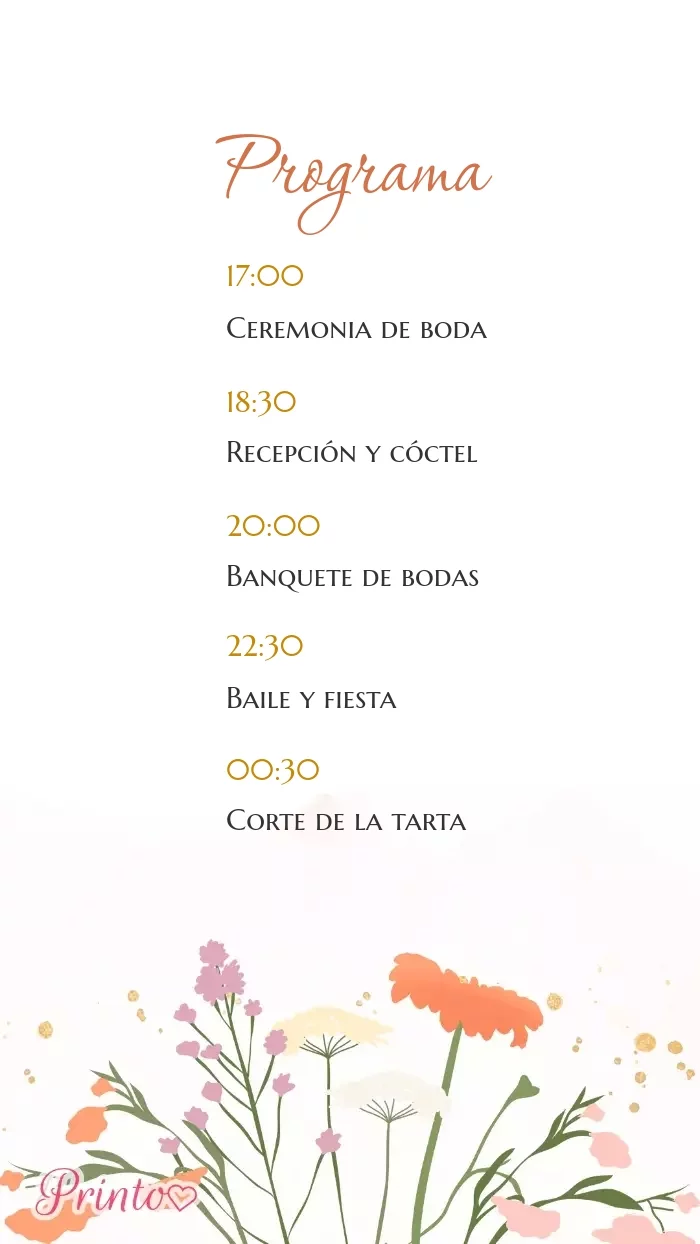 Programa de la boda - Boceto 1