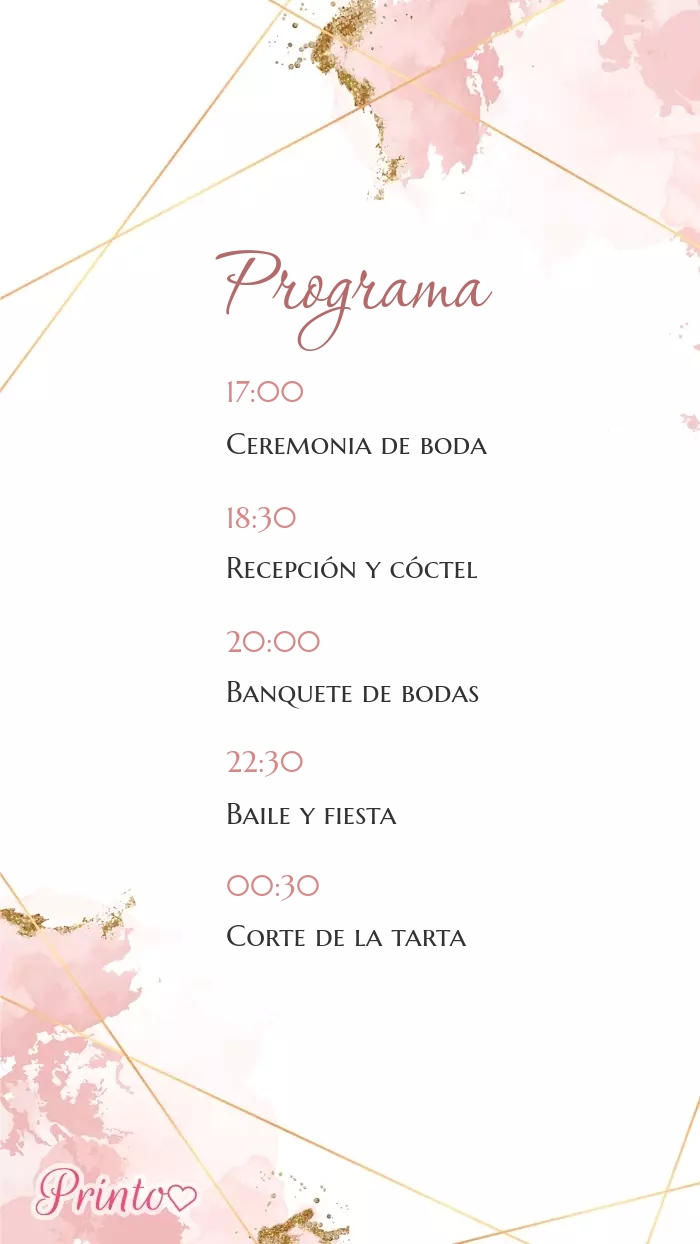 Programa de la boda - Boceto 1