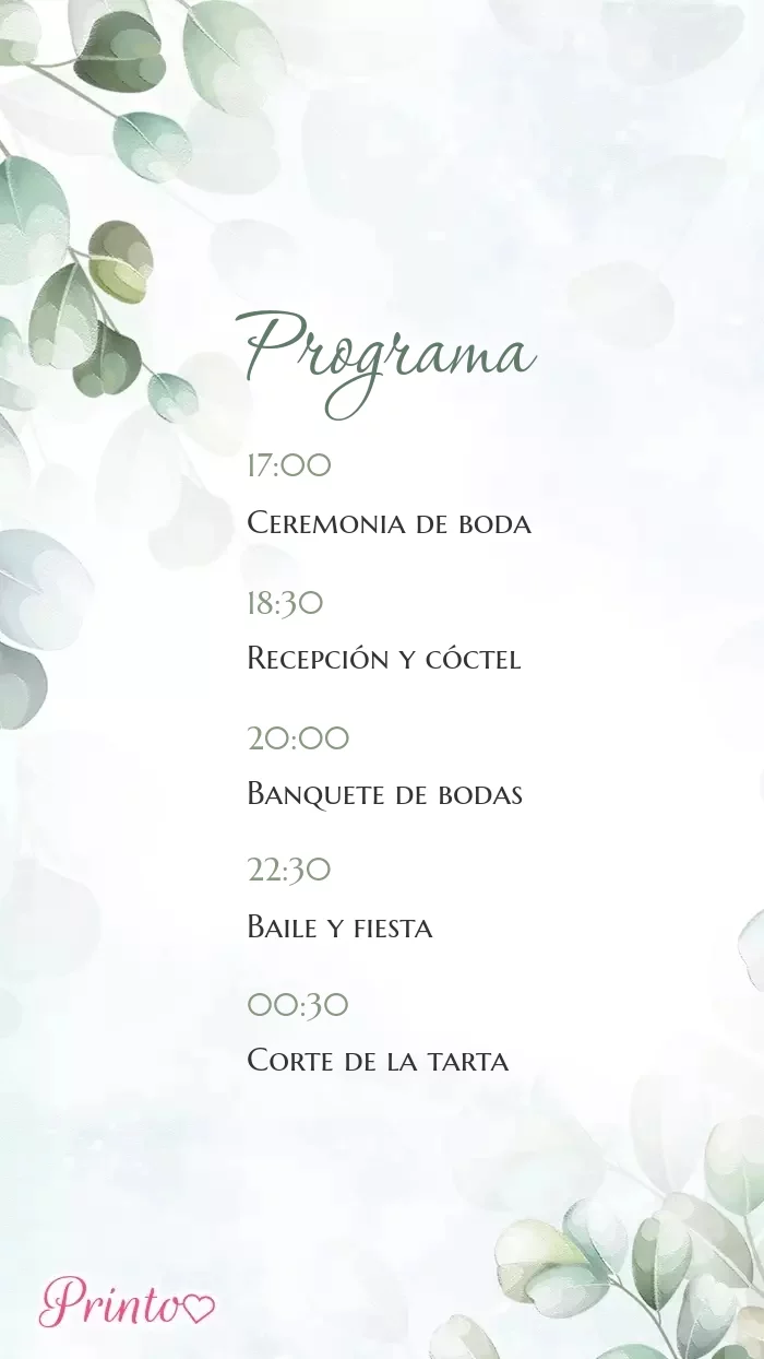 Programa de la boda - Boceto 1