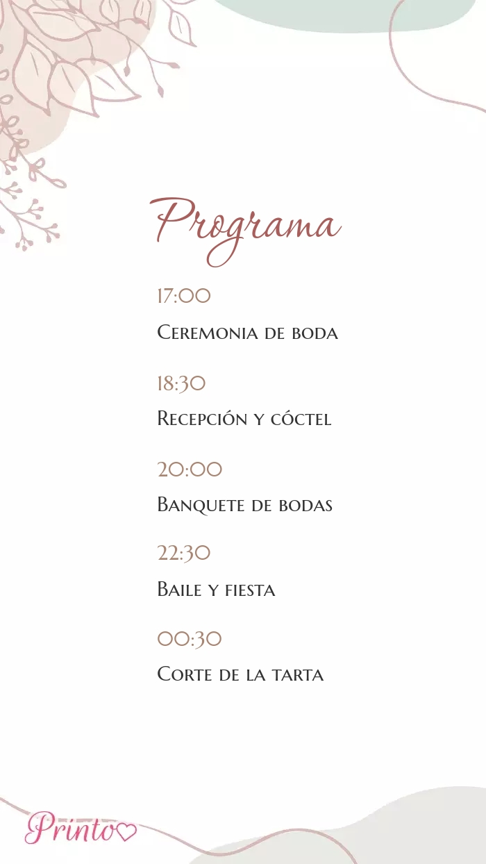 Programa de la boda - Boceto 1