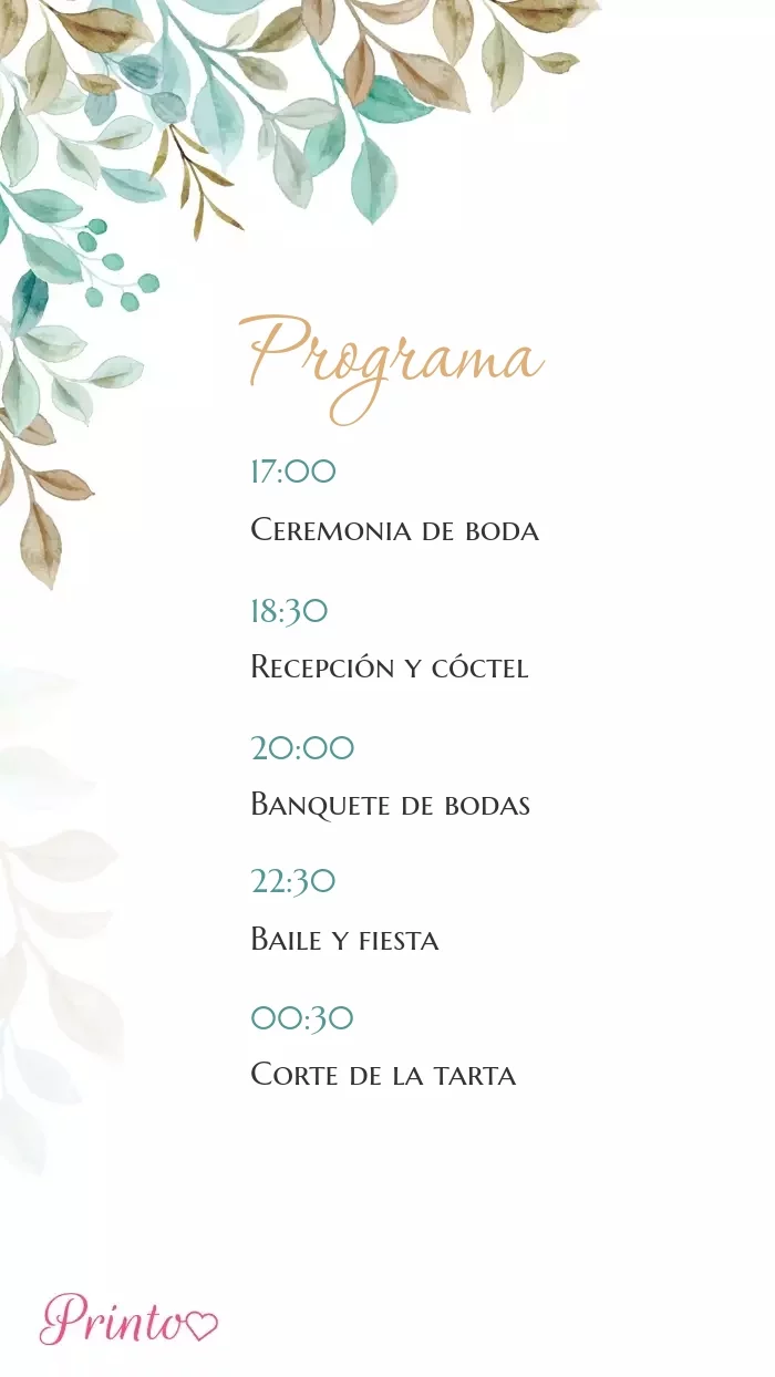 Programa de la boda - Boceto 1