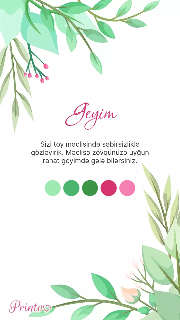 Toy geyim qaydası - Şablon 1