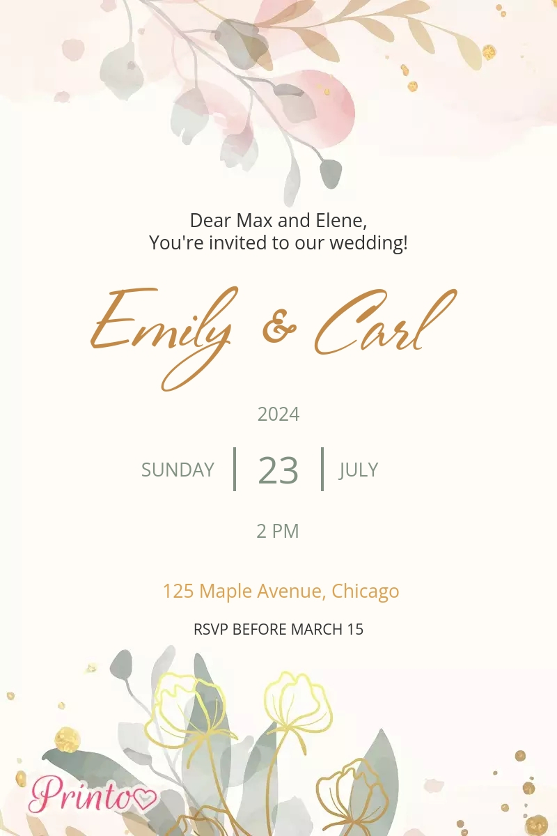 Wedding invitation template "Whispering leaves"