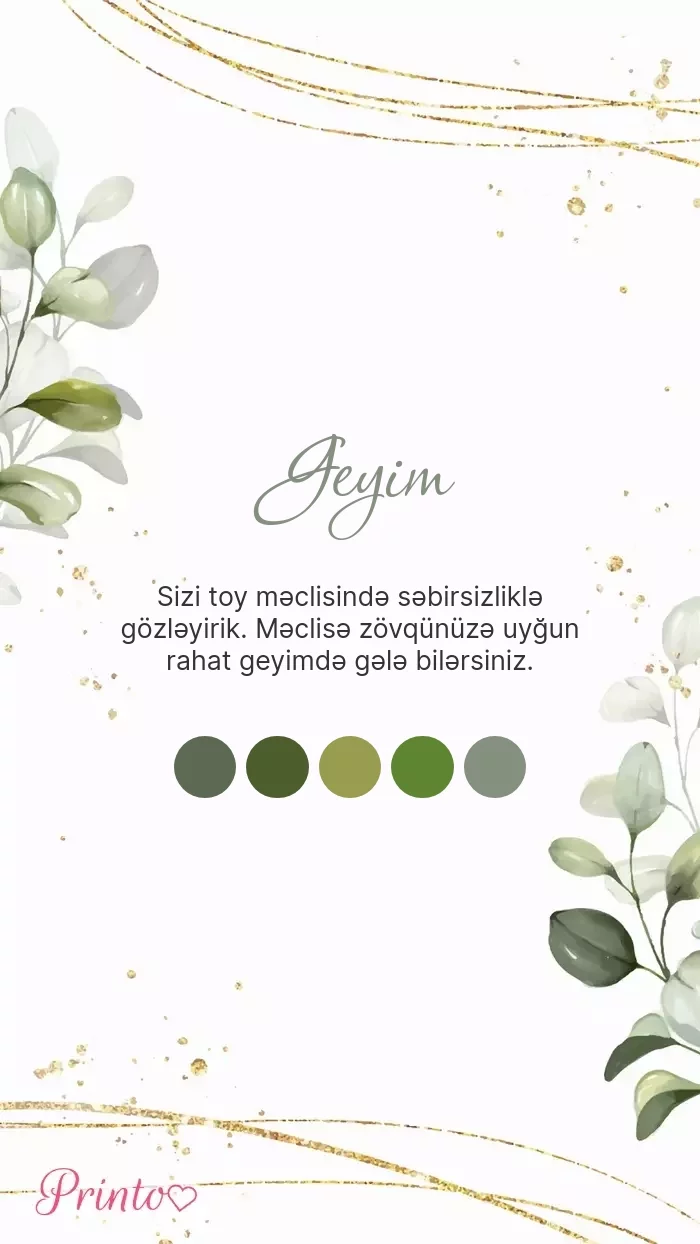 Toy geyim qaydası - Şablon 1