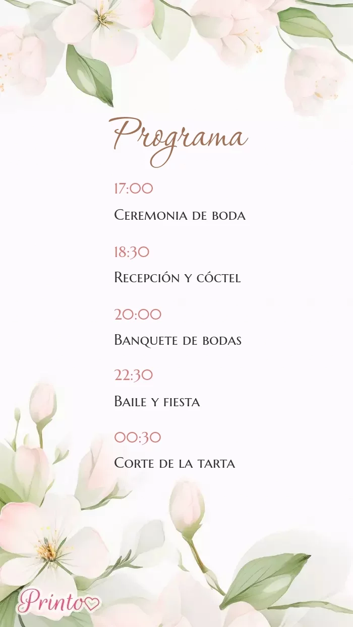 Programa de la boda - Boceto 1