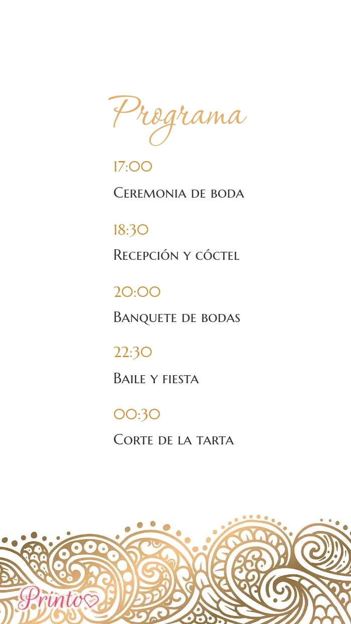 Programa de la boda - Boceto 1