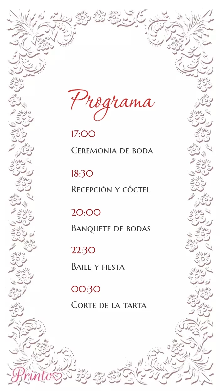 Programa de la boda - Boceto 1