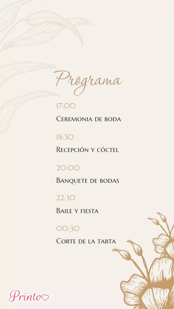 Programa de la boda - Boceto 1