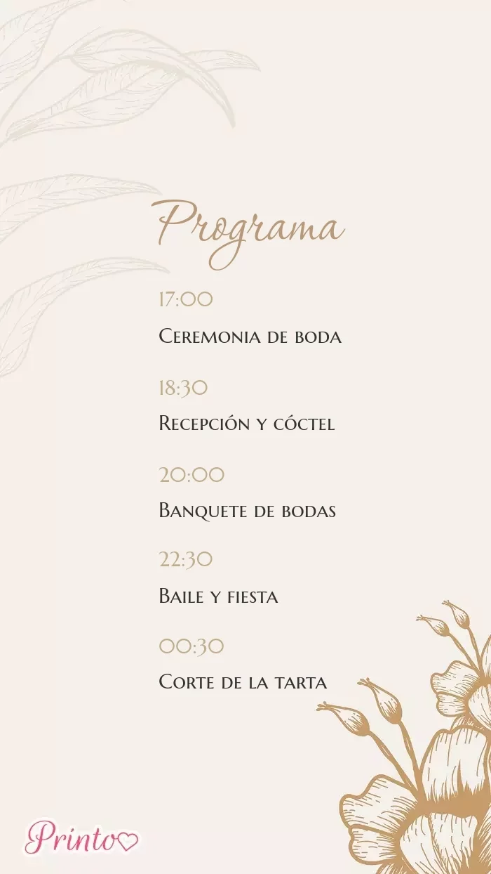 Programa de la boda - Boceto 1