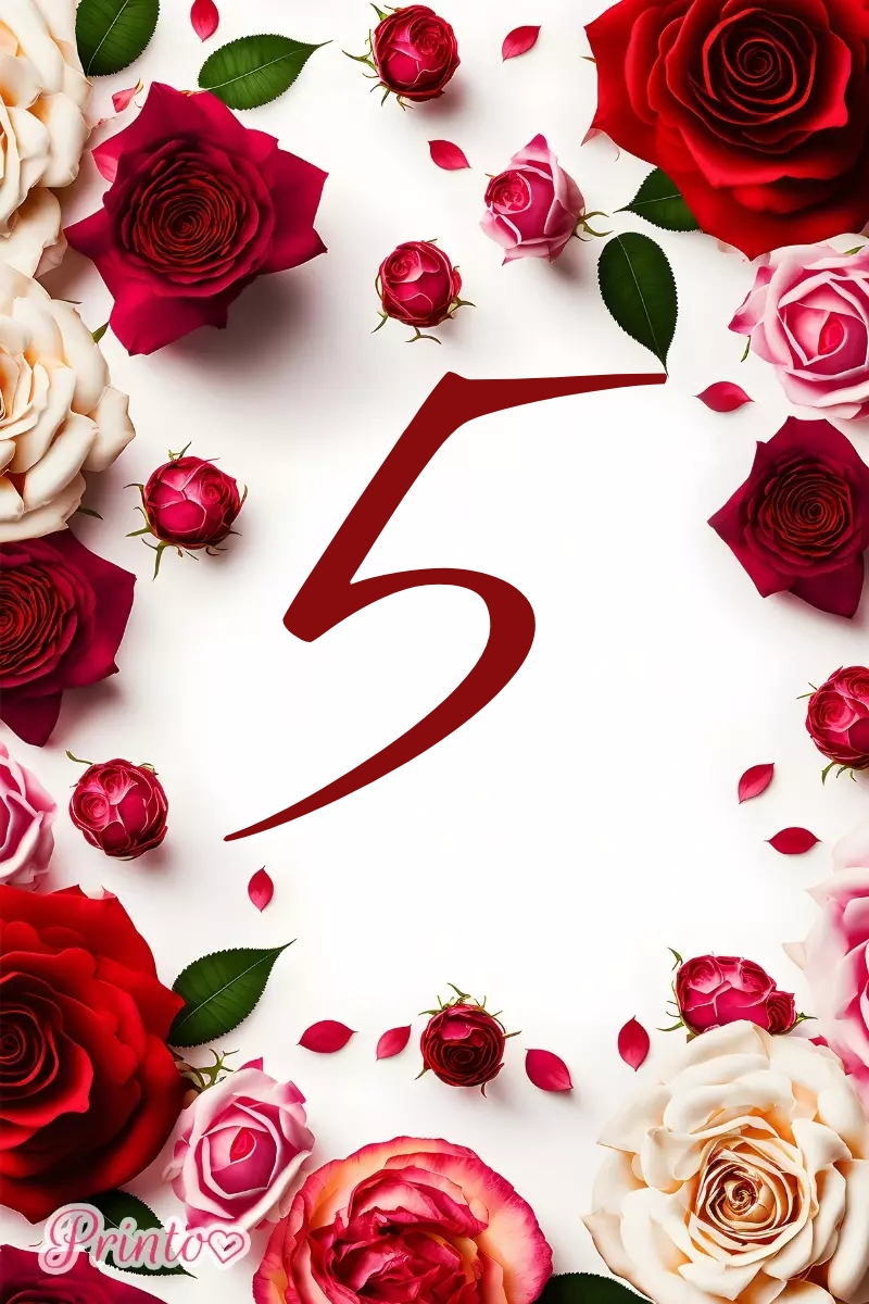 Table number template "Red and white wedding"