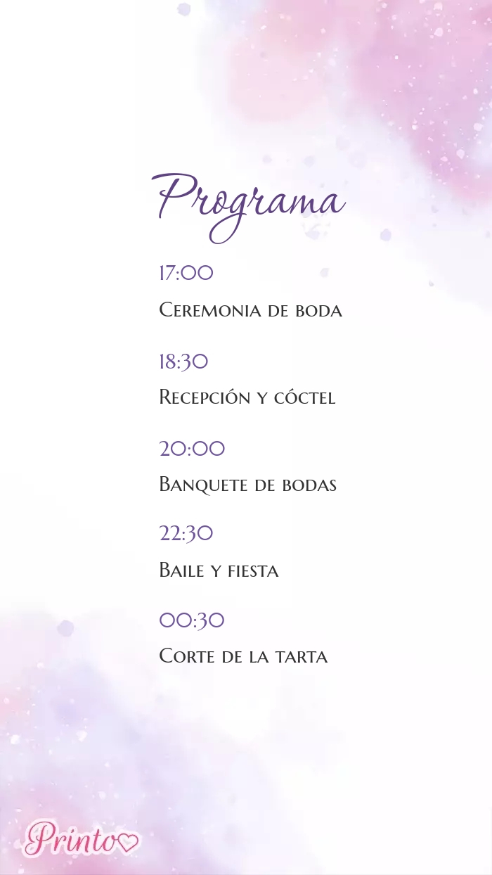 Programa de la boda - Boceto 1