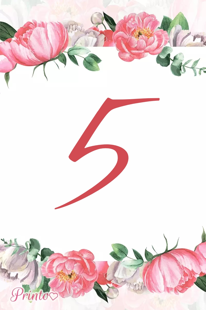 Table number template "Peony peace"