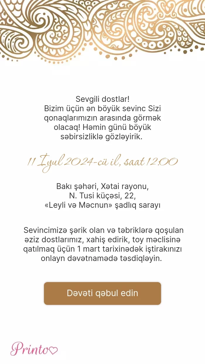 İştirak təsdiqi - Şablon 1