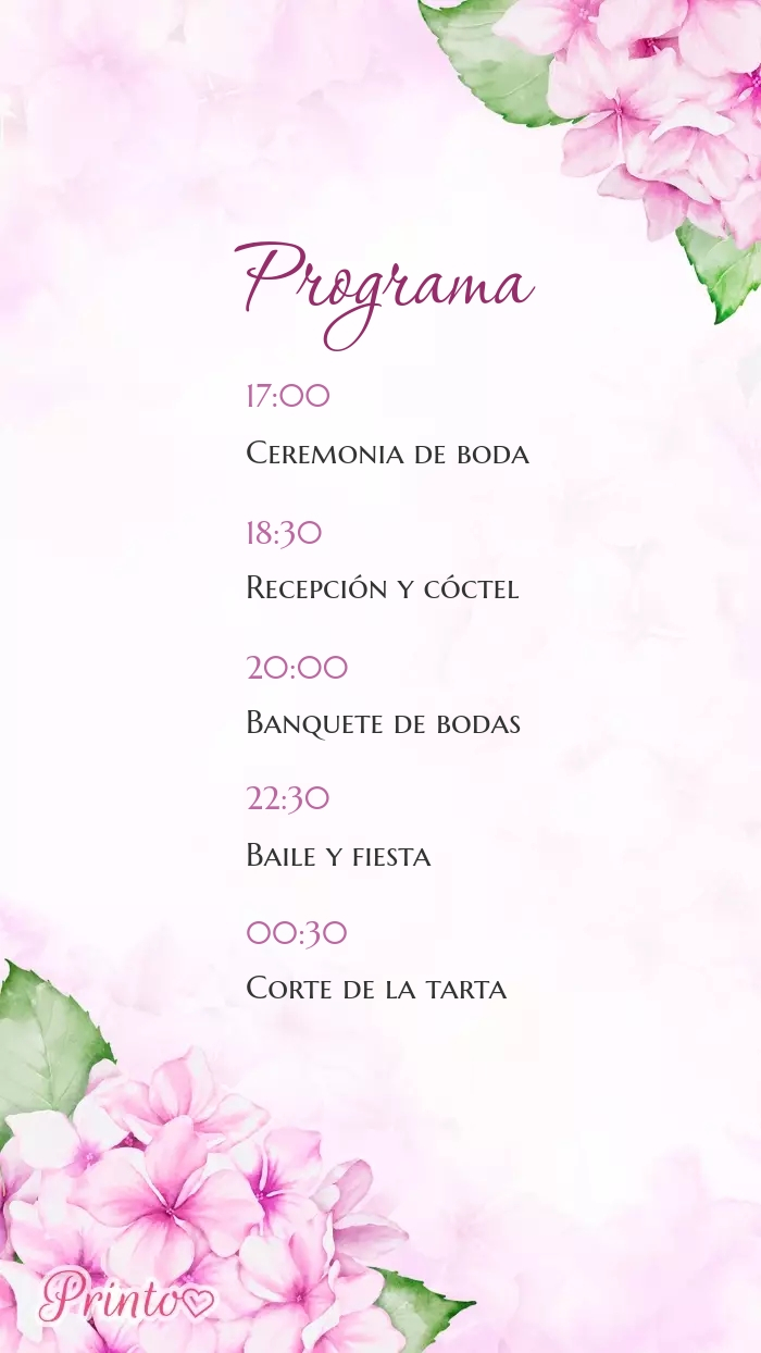 Programa de la boda - Boceto 1