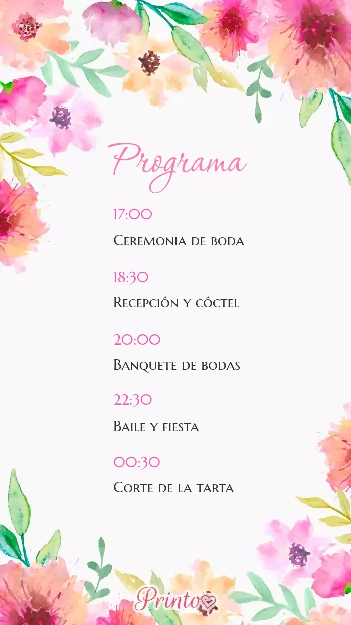 Programa de la boda - Boceto 1