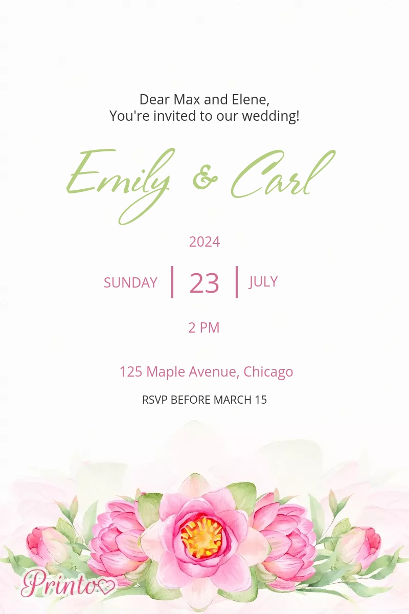 Wedding invitation template "Lotus Delight"