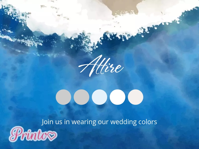 Dress code card template "Shores of love"