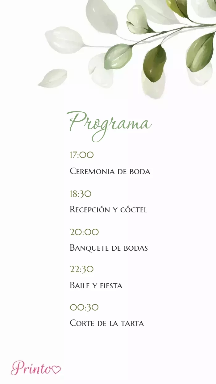 Programa de la boda - Boceto 1