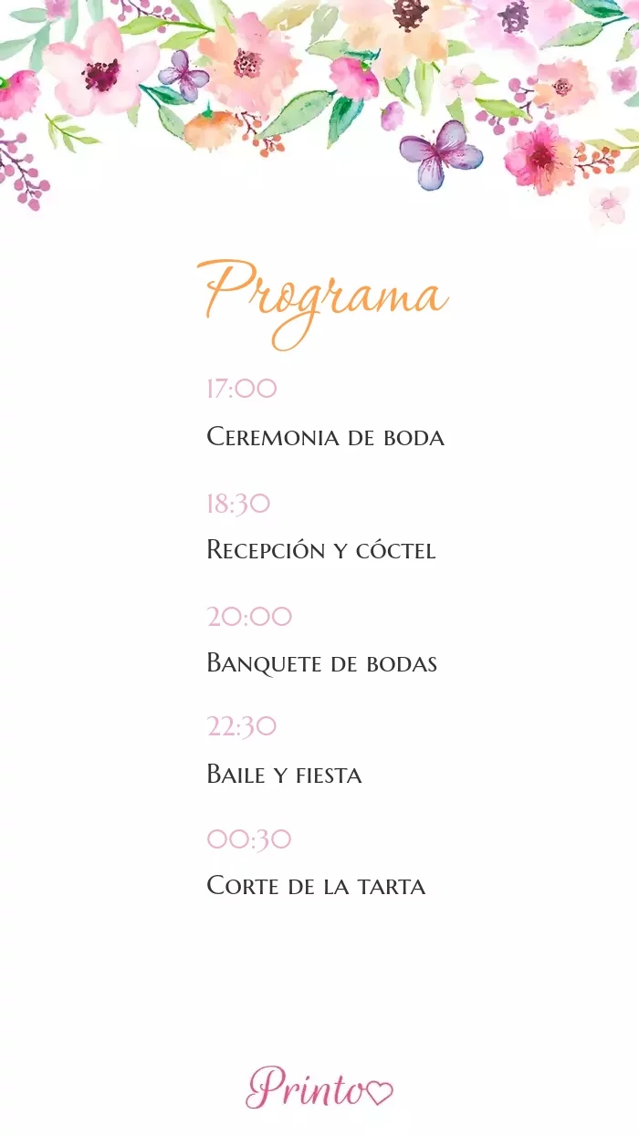 Programa de la boda - Boceto 1