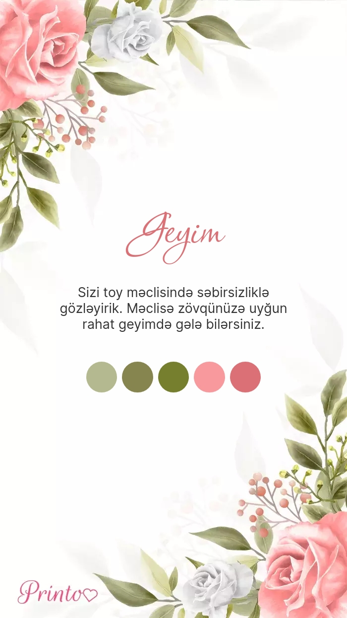 Toy geyim qaydası - Şablon 1