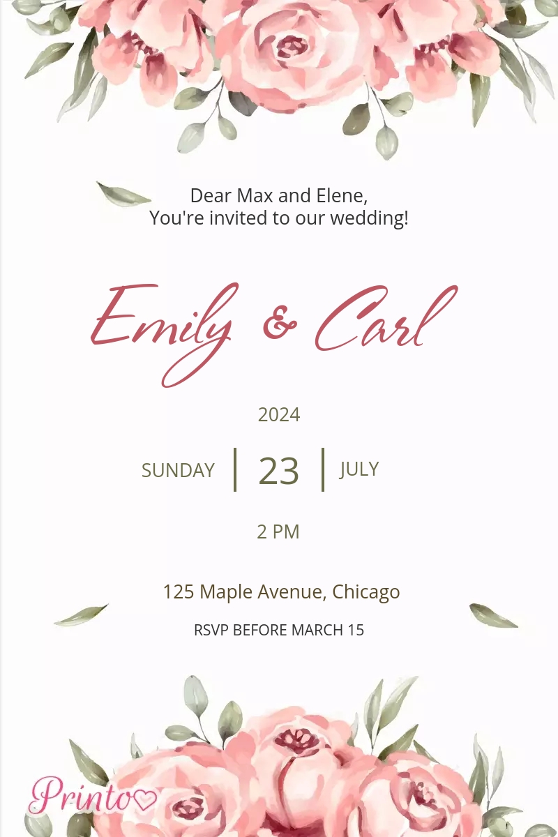 Wedding invitation template "Summer of roses"