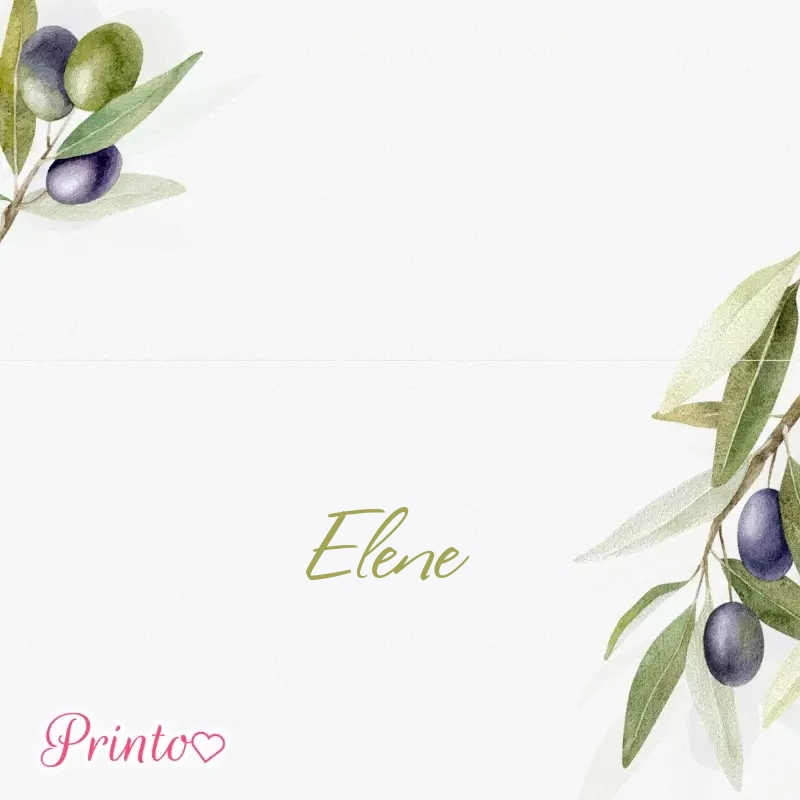 Place card template "Olive Romance"