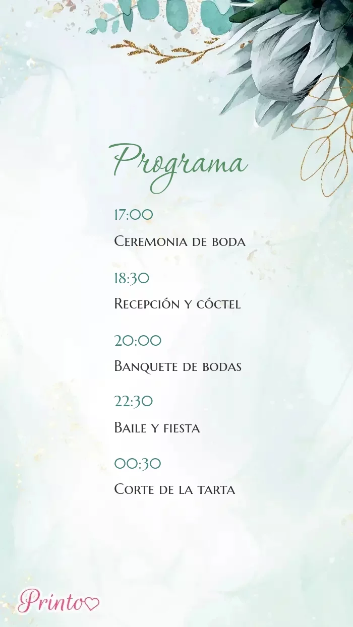 Programa de la boda - Boceto 1