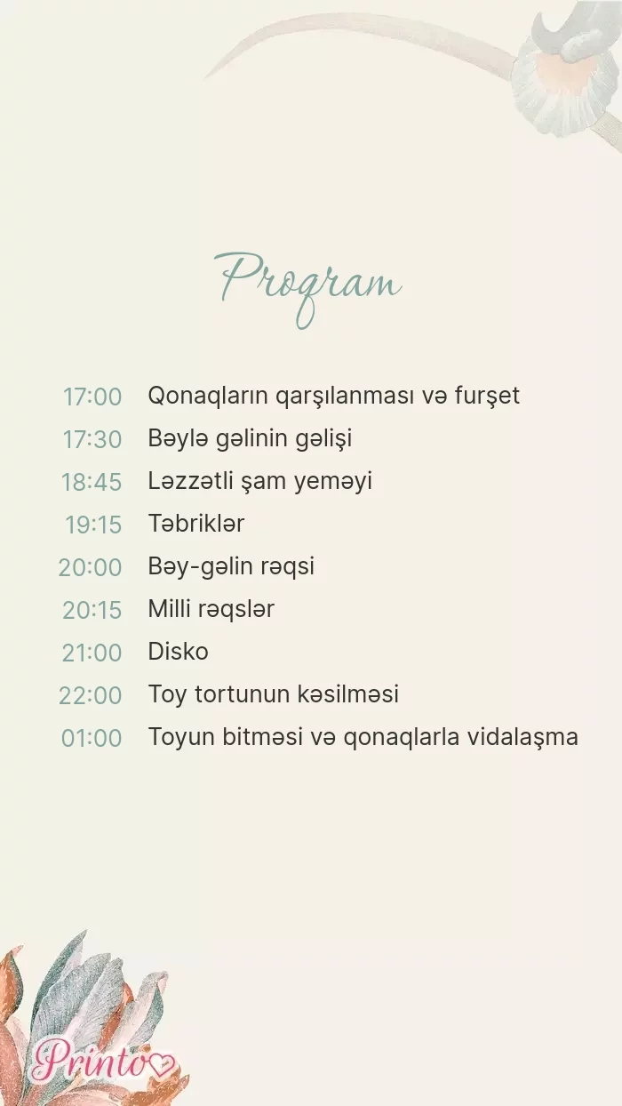 Toy proqramı - Şablon 1