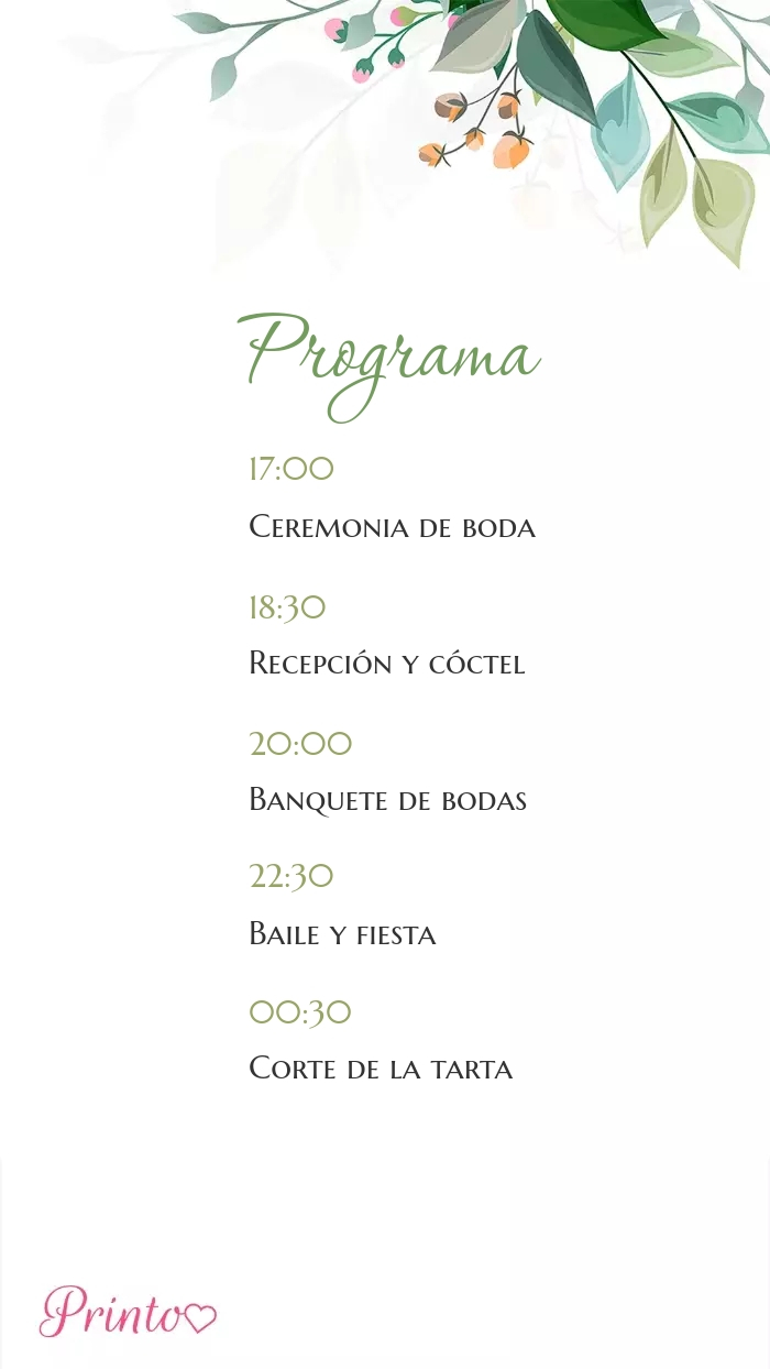 Programa de la boda - Boceto 1