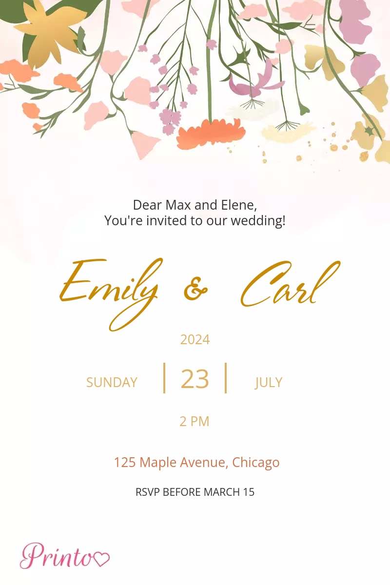 Wedding invitation template "Spring meadows"