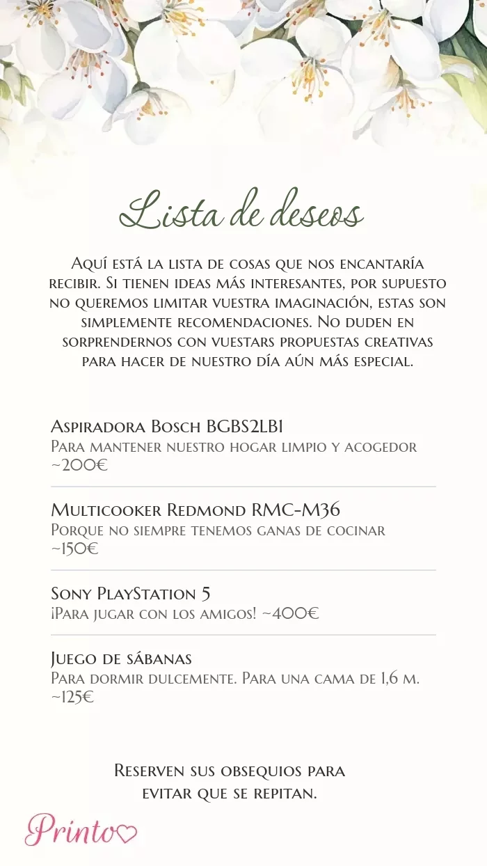 Lista de deseos - Boceto 1