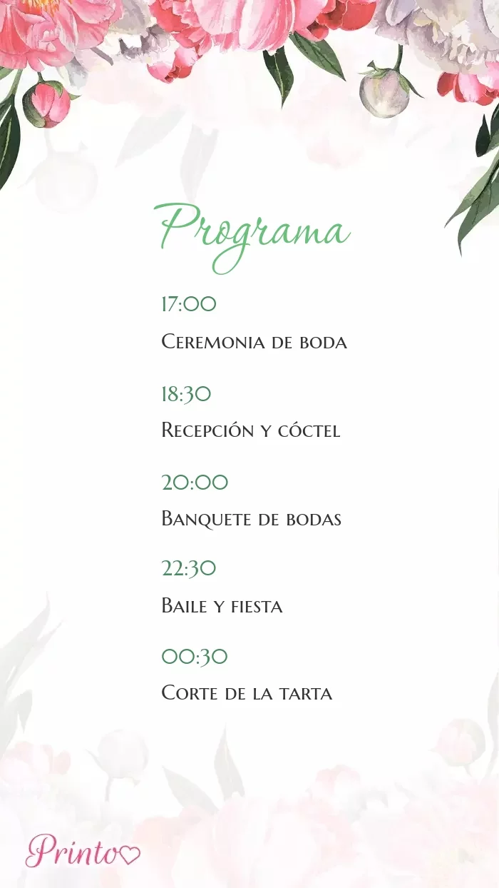 Programa de la boda - Boceto 1