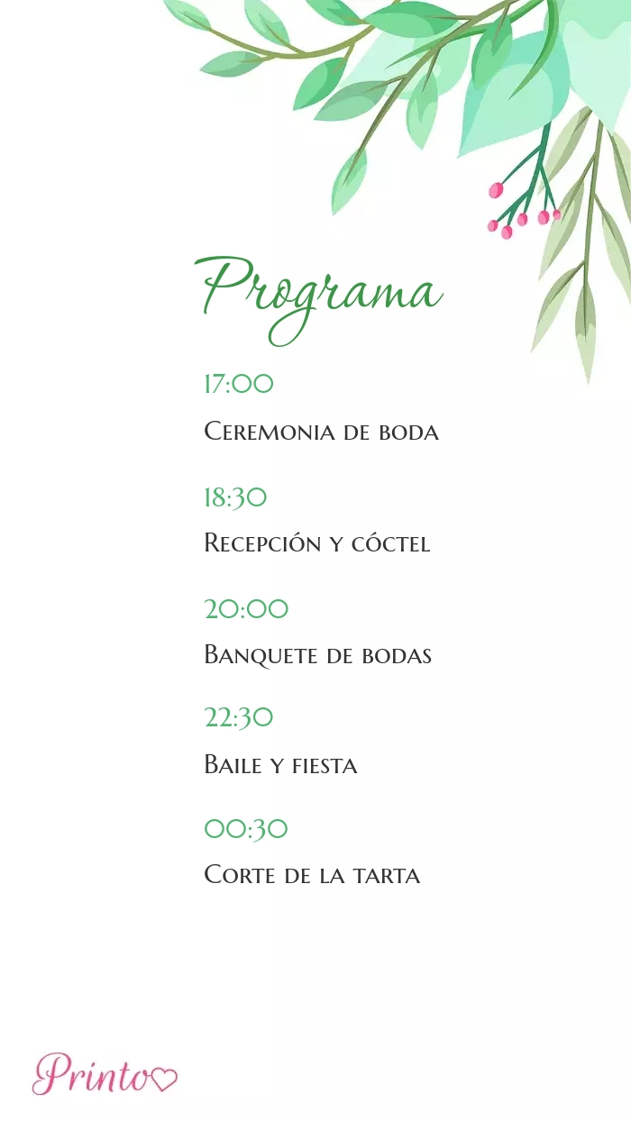 Programa de la boda - Boceto 1