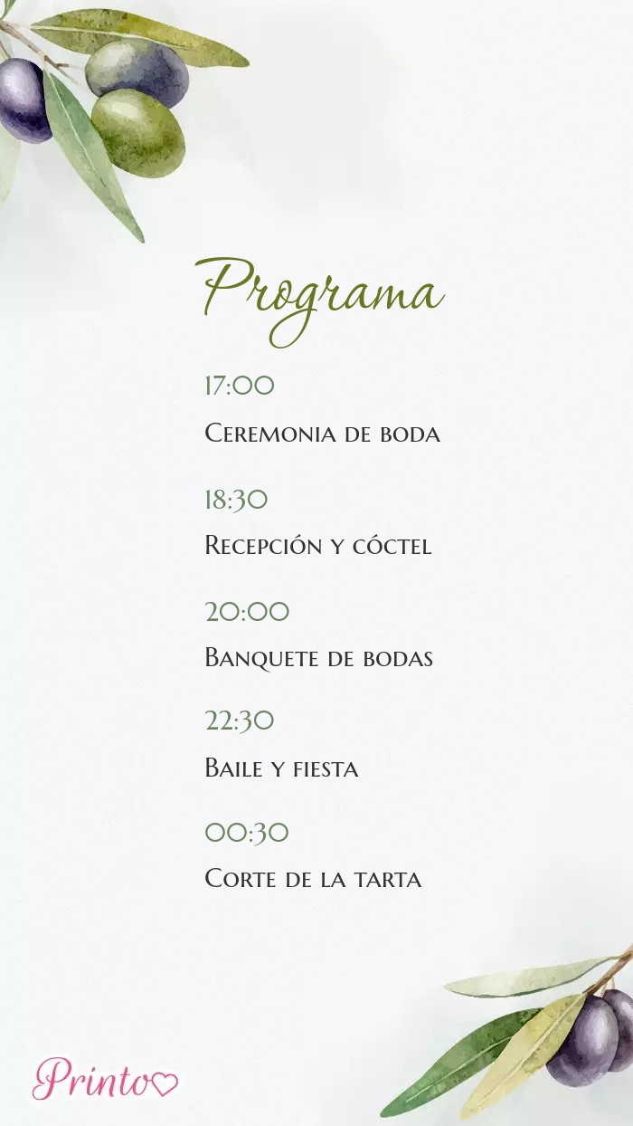 Programa de la boda - Boceto 1