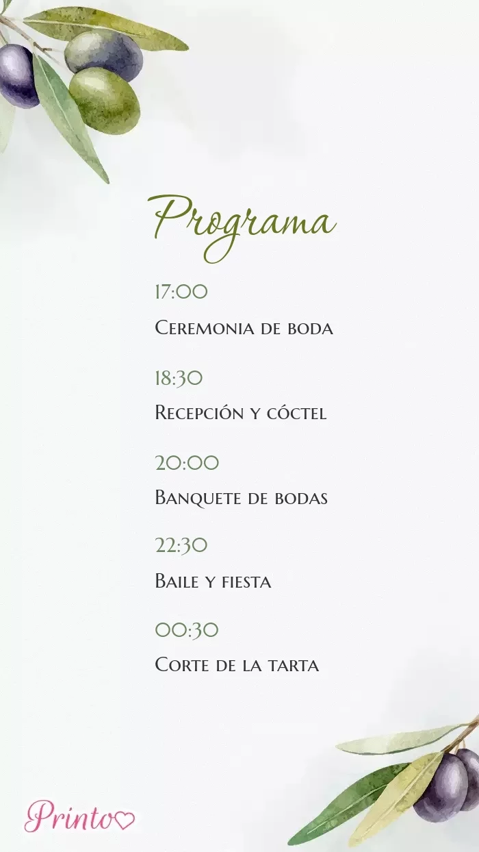 Programa de la boda - Boceto 1