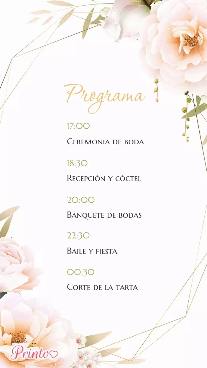 Programa de la boda - Boceto 1